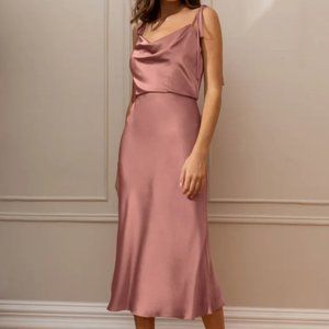 Jenny Yoo Satin Kat Midi Dress, Size 12 Color Wild Rose